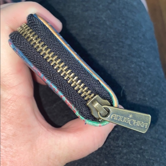 Anuschka small zip wallet card fish turtle As Is - Picture 3 of 6